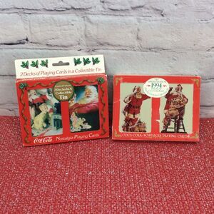 Vtg Coca-Cola Santa Claus Playing Cards in Tins Sealed Decks Nostalgia Christmas